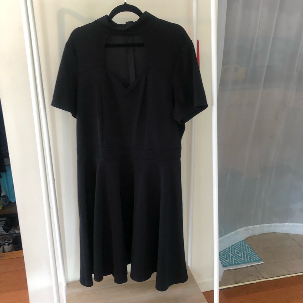 Cutout black flare mini dress